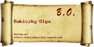 Babiczky Olga névjegykártya